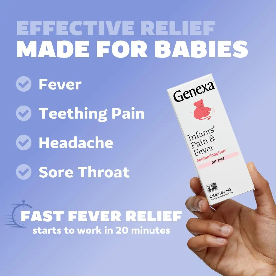 Genexa Infants' Clean Acetaminophen | Pediatrician Preferred Ingredients | Pain Reliever & Fever Reducer for Babies | Dye Free, 0% Artificial Additives | Delicious Organic Blueberry Flavor, 2 fl oz Genexa buy supplements canada