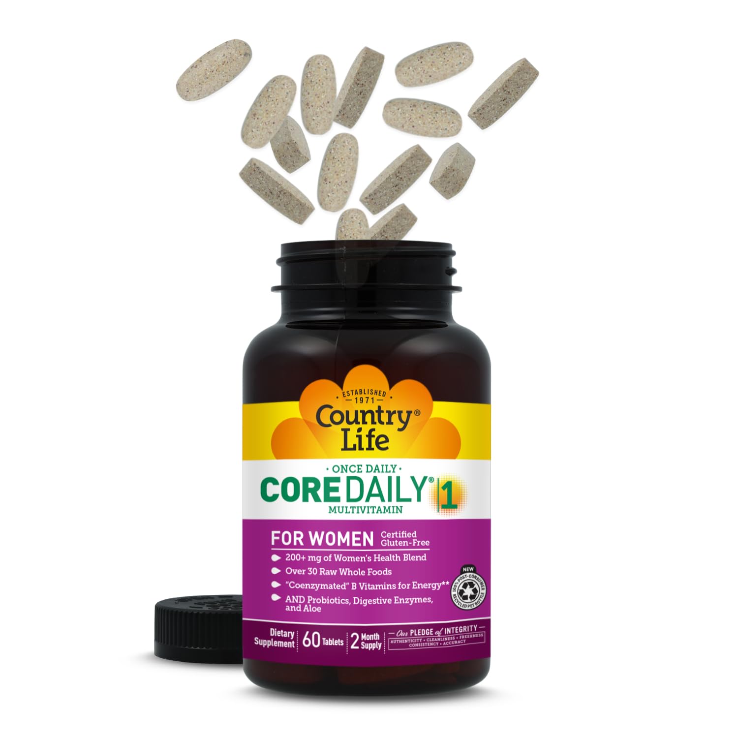Country Life Women’s Core 1 Daily Multivitamin with Iron, Cranberry, Probiotics, and Digestive Enzymes-Certified Gluten-Free Formula for Energy, Immune Support and Complete Digestive Health,60 Tablets Country Life buy supplements canada