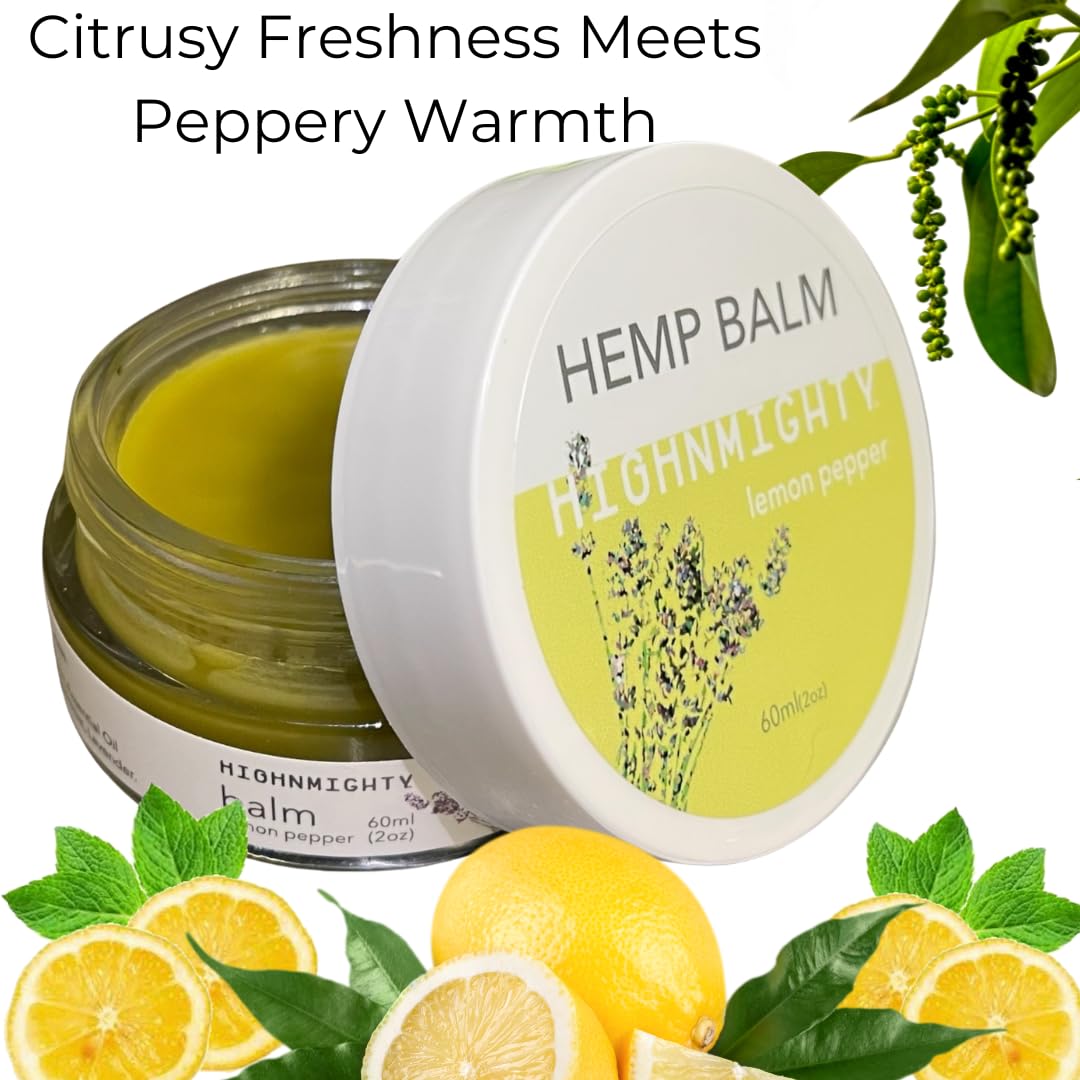Highnmighty Maximum Strength Lemon Pepper Hemp Balm Salve | Daytime Relief, Relaxing, Natural, Fast-Acting Topical Cream for Muscle Joint Back Knee Shoulder Neck Elbow Hand Foot Relief, 60ml (2oz) Highnmighty buy supplements canada