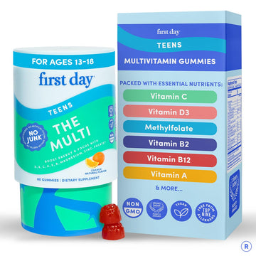 FIRST DAY Vitamins for Teens - Teen Multi Vitamins for Girls & Boys 12-17, Organic Fruit & Veggie Blend - 12 Key Nutrients: Vitamins A FIRST DAY buy supplements canada