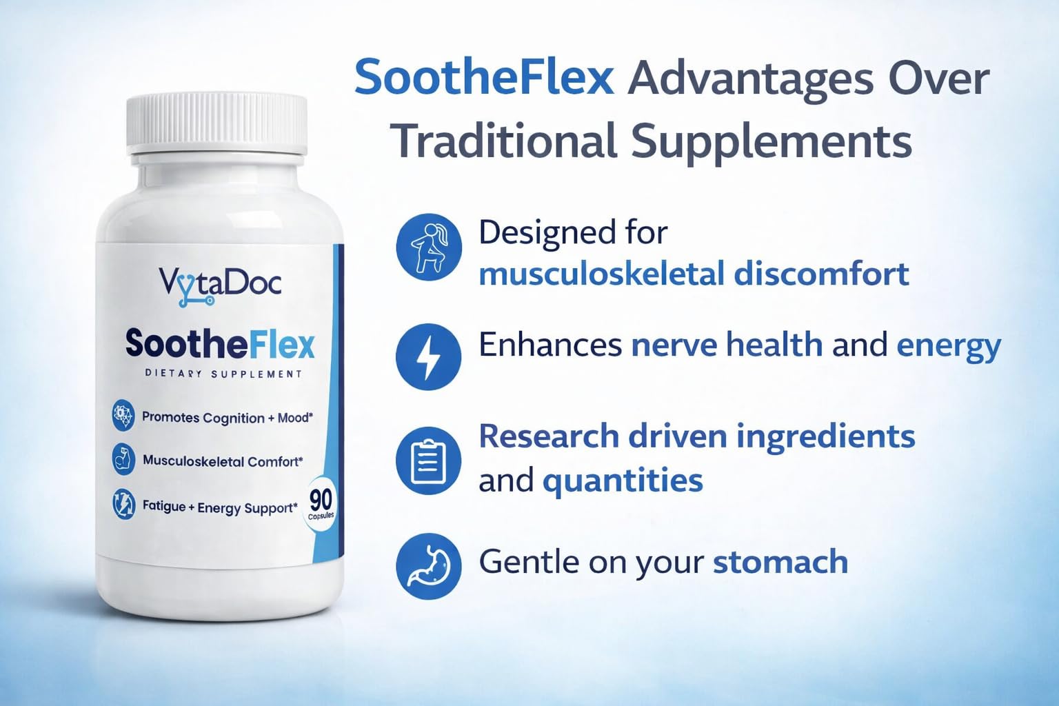 VytaDoc SootheFlex Joint, Energy & Mood Support for Women | Turmeric 900mg, Ferrochel® Iron, Magnesium Malate, Vitamin D3, Ginger, Selenium | 90 Capsules | Gentle Iron — Easy on Digestion VytaDoc buy supplements canada
