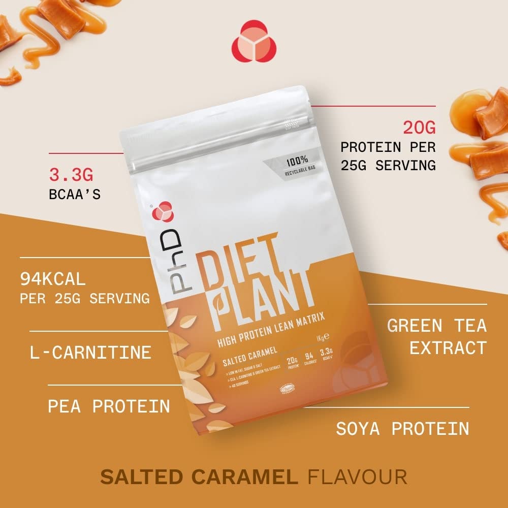 PhD Nutrition Diet Plant, Vegan Protein Powder Plant Based, Salted Caramel PhD buy supplements canada