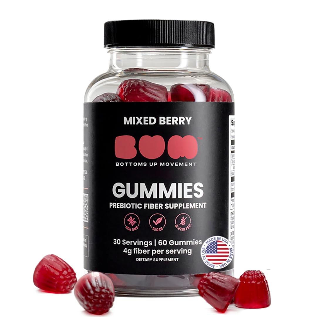 Bum Prebiotic Fiber Supplement for Men - Chicory Root Inulin Prebiotic Fiber Gummies for Men for Peachy Digestive Health, Regularity & Boating Relief (BUM) Bottoms Up Movement buy supplements canada