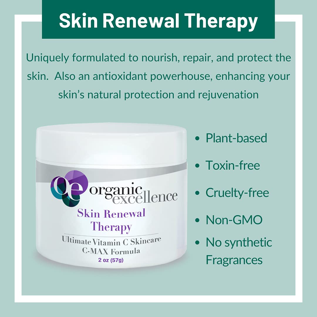 Organic Excellence Skin Renewal Therapy, Vitamin C Face & Neck Cream, Moisturizer to Stimulate Collagen Production and Increase Skin Cell Renewal, Organic Natural Non-Toxic Cruelty-Free 2 oz (57g) Organic Excellence buy supplements canada