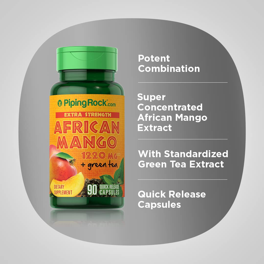 Piping Rock African Mango Seed Extract 1220 mg | 90 Capsules | with Green Tea | Extra Strength Piping Rock buy supplements canada