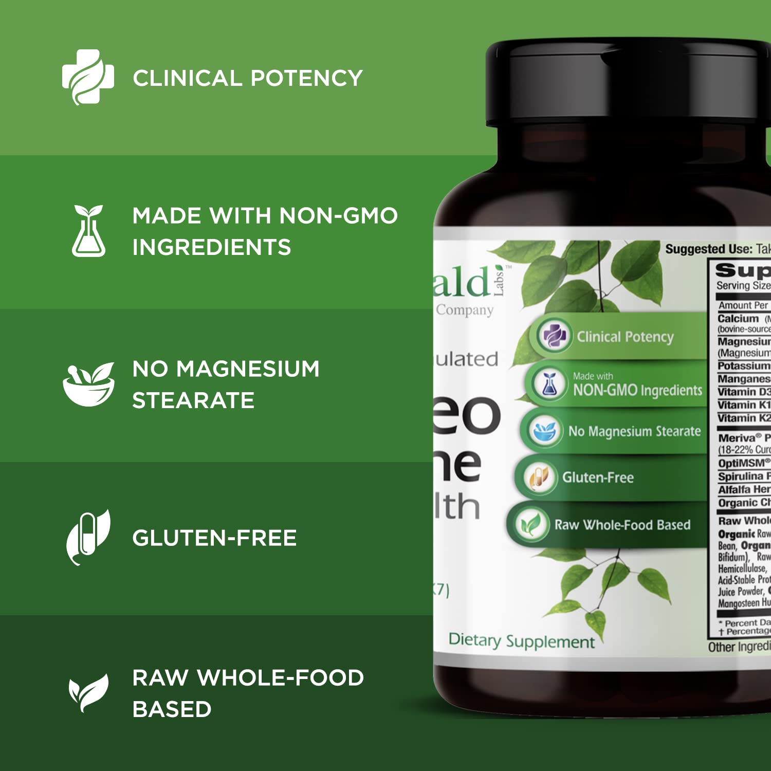 EMERALD LABS Osteo Bone Health - Immune Support & Bone & Joint Supplement with Vitamin D3, K2, Calcium, Magnesium, OptiMSM, Meriva Phytosome & More - 180 Vegetable Capsules EMERALD LABS buy supplements canada
