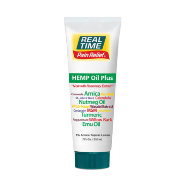 Real Time Pain Relief Hemp Oil Plus 7 oz Tube | 20 Natural Ingredients: 5% Arnica, Turmeric & More | Fast-Absorbing Lotion for Muscles, Hands, Feet, Ankles, Back, Shoulders & Knees Real Time Pain Relief buy supplements canada
