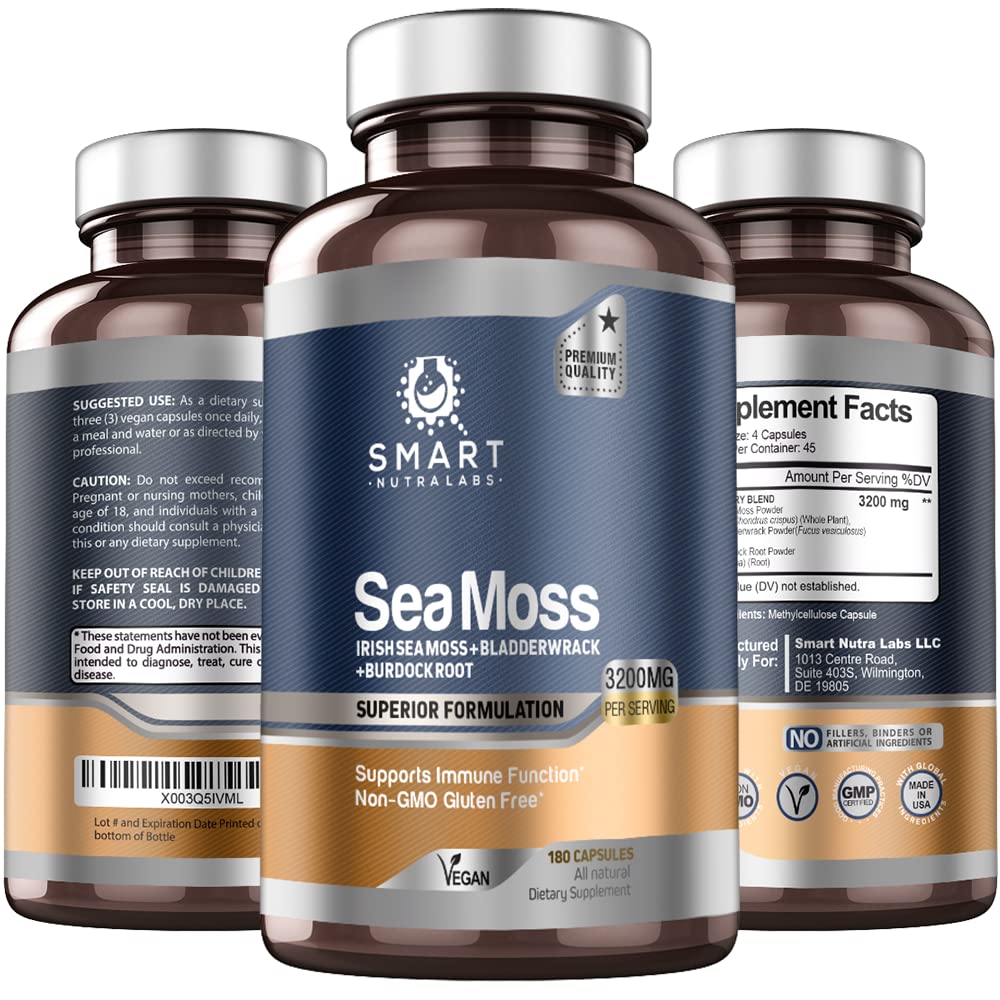SMART NUTRA LABS Organic Sea Moss 3200MG Per Serving- 180 Vegan SMART NUTRA LABS buy supplements canada