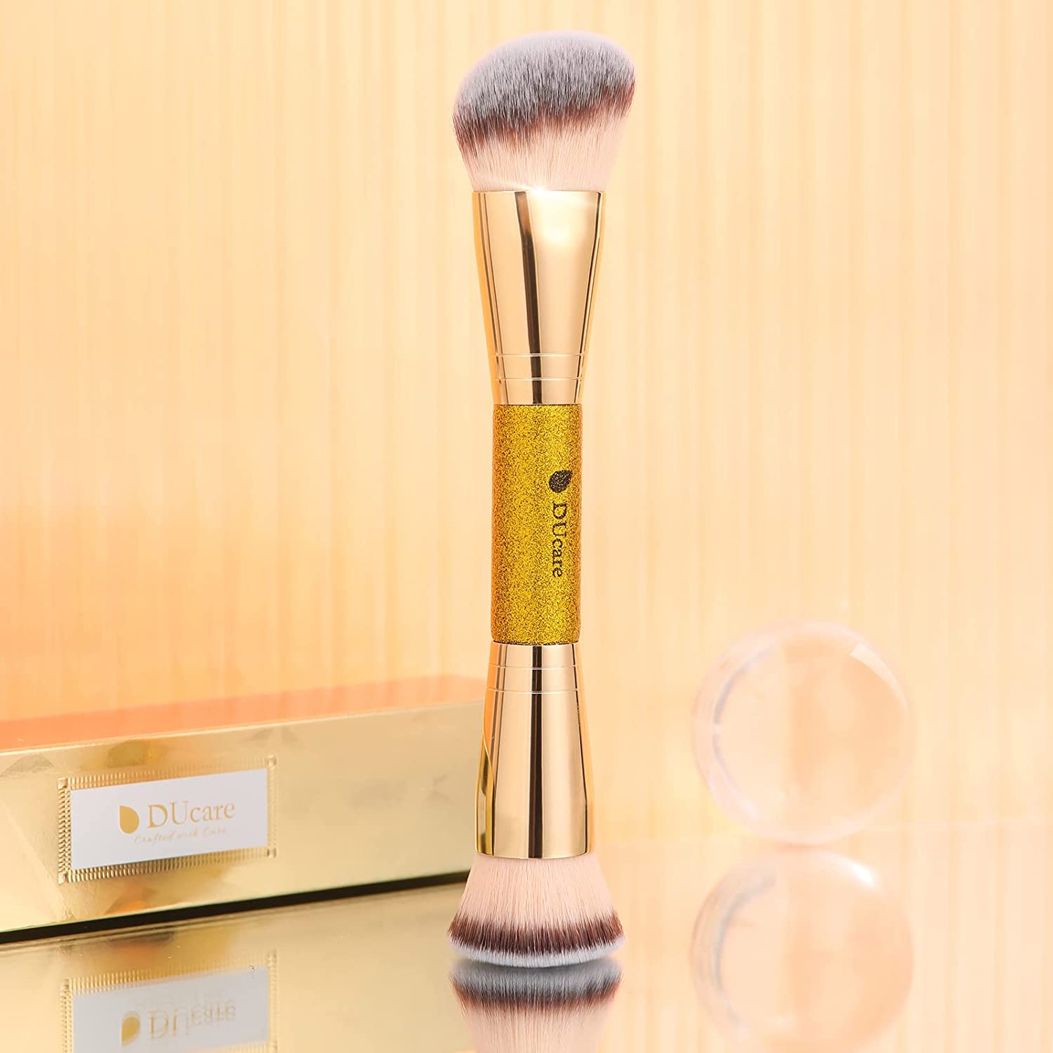 DUcare Dual End Foundation Contour Bronzer Brush, Gold Glitter Handle Double Ended Professional Face Makeup Tool for Liquid Cream Powder DUcare buy supplements canada