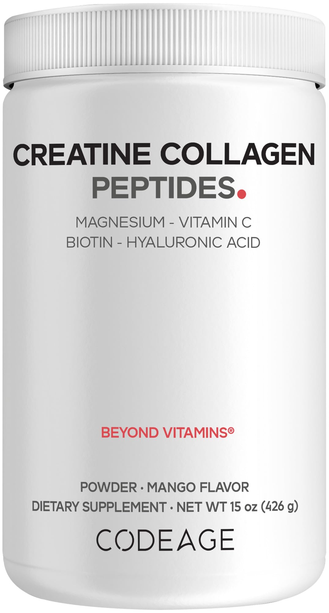 Codeage Creatine Collagen Peptides - Creatine Monohydrate Powder Supplement, Wild-Caught Marine Collagen, Biotin, Magnesium, Vitamin C, Hyaluronic Acid - Mango Flavored - Non-GMO - 15 Oz Codeage buy supplements canada
