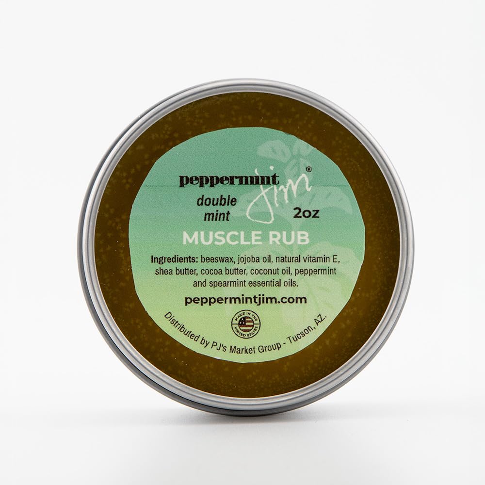 Peppermint Jim Double Mint Muscle Rub Balm 2oz, Fast Absorbing Cooling Relief Cream with Peppermint & Spearmint Oils, Non Greasy Soothing Balm for Sore Muscles, Back, Neck & Joints - Plant Based Peppermint Jim buy supplements canada