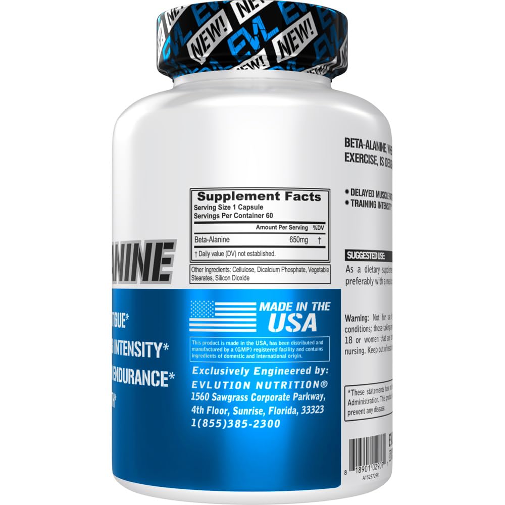 Evlution Nutrition Beta-Alanine Capsules - Enhance Training Intensity - 60 Count Beta Evlution buy supplements canada