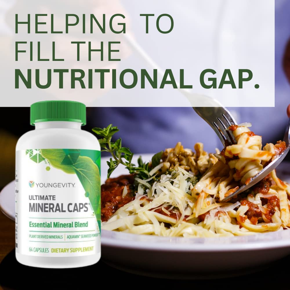 Youngevity Ultimate Mineral Caps™ - 70+ Essential Full Spectrum Trace Minerals - Nutrient-Dense, Derived from Humic & Aquamin Seaweed (64 Capsule) Youngevity buy supplements canada
