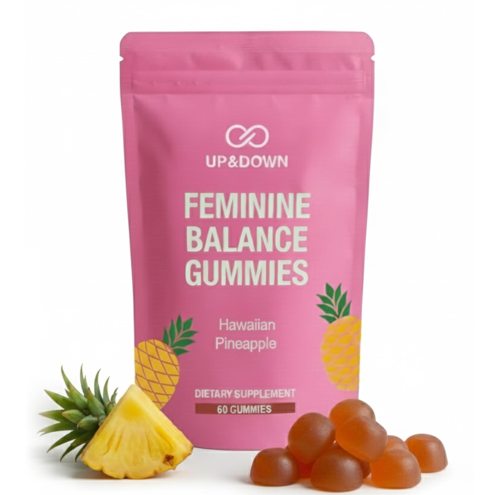 Up&Down Supplements Premium Feminine Balance Gummies for Women | PMS Relief, Mood & Cycle Support | Pineapple + Vitamin C | Ashwagandha & Chasteberry | Vegan, Non-GMO, Gluten Free | 60 Gummies Up&Down Supplements buy supplements canada