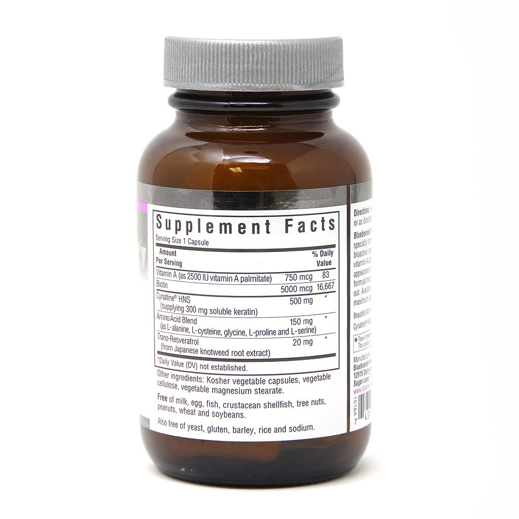 Bluebonnet Nutrition Beautiful Ally Keratin Care, Beauty Nutrient, Best for Hair, Strengthen and Revitalize Hair*, Non GMO, Gluten Free, Soy Free, Milk Free, 30 Vegetable Capsules, 30 Servings BlueBonnet buy supplements canada