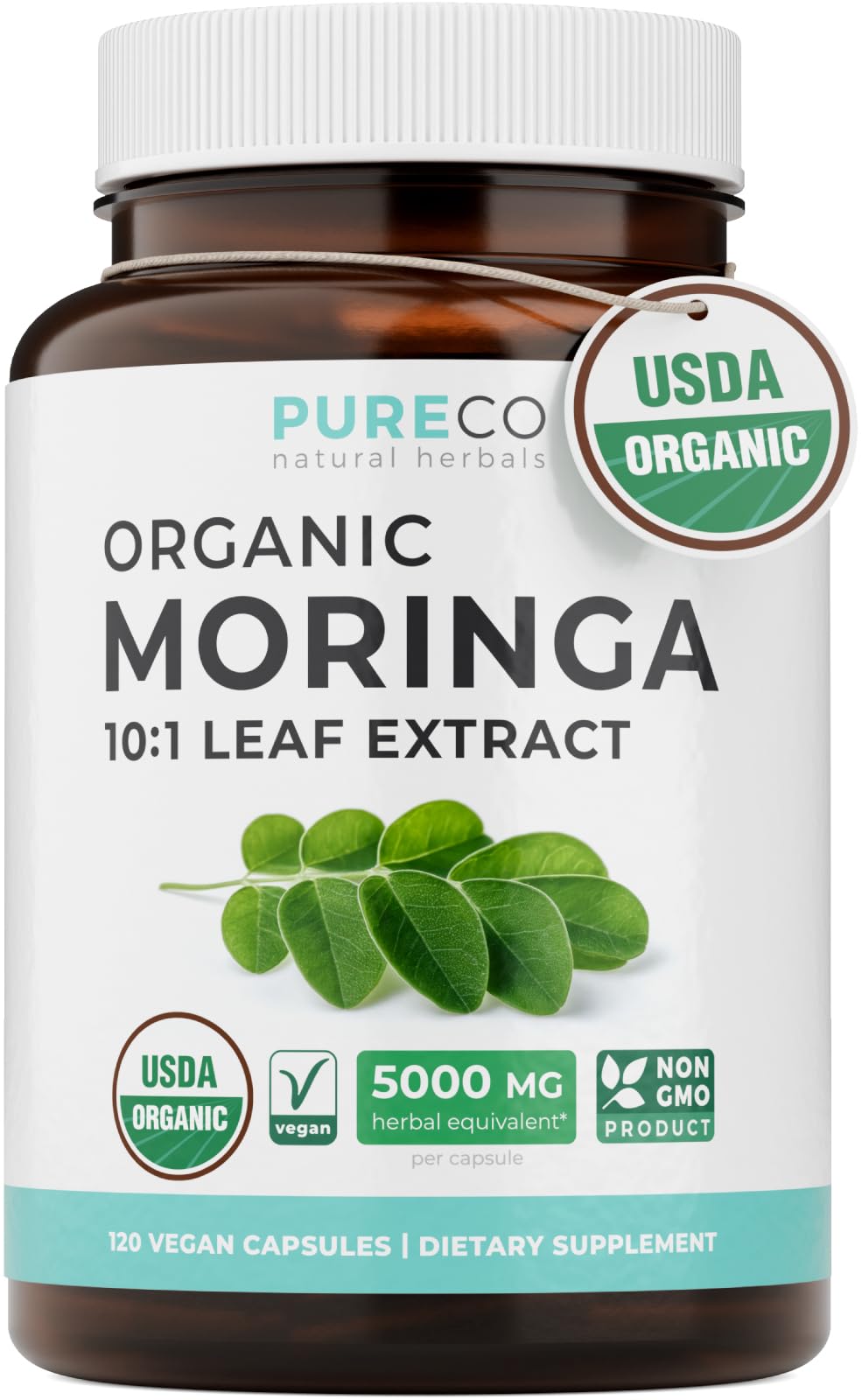 USDA Organic Moringa Capsules - High Potency Organic Moringa 500mg Extract 10:1 Per 1 Capsule Serving - Nutrient Dense Green Superfood Antioxidant PURE CO buy supplements canada