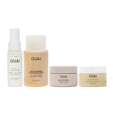 OUAI Travel Kit - Includes Travel Size Leave In Conditioner, Detox Shampoo, Fine to Medium Hair Mask, Scalp & Body Scrub (4 Count) OUAI buy supplements canada