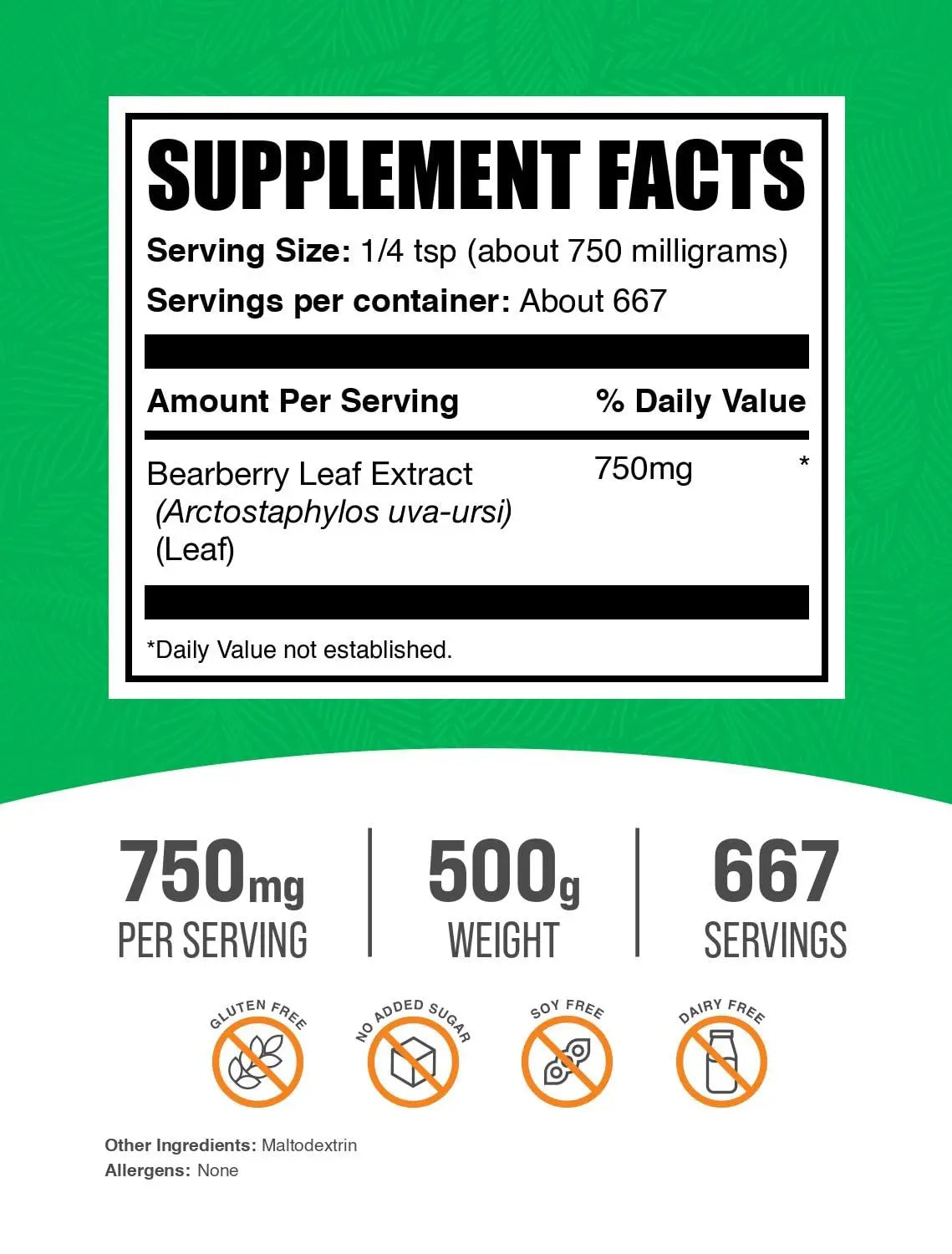 BulkSupplements.com Bearberry Leaf Extract Powder - Uva Ursi Extract, Herbal Supplement - Vegan & Gluten Free, 750mg per Serving, 500g (1.1 lbs) (Pack of 1) BulkSupplements buy supplements canada