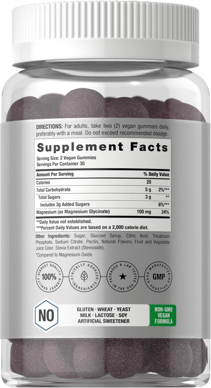 Horbäach Magnesium Glycinate Gummies | 60 Count | Sour Grape Flavor | High Absorption | Vegan, Non-GMO, Gluten Free Horbäach buy supplements canada