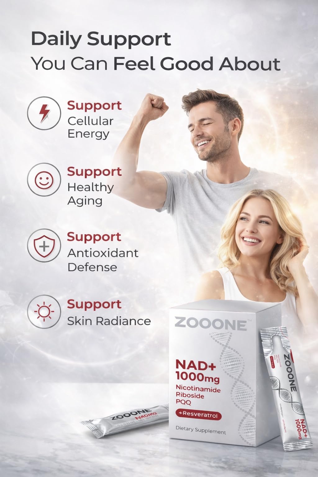 zooone- NAD+ Supplement 30pcs, Premium Nicotinamide Riboside & Resveratrol, DNA Repair & Healthy Aging， Advanced NAD Supplement for Men & Women, Boosts Cellular Energy. zooone buy supplements canada