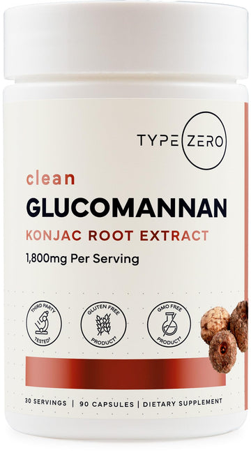 Type Zero Clean Glucomannan Konjac Root Extract (90 Capsules)(1,800 MG Per Serving) - 30 Servings, Non-GMO, Gluten Free Type Zero buy supplements canada