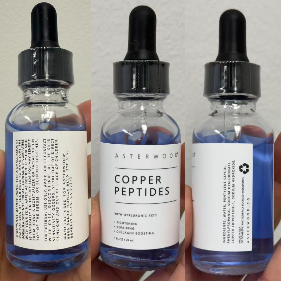 Asterwood Copper Peptides Serum for Face - with GHK-Cu Peptide and Hyaluronic Acid - Anti-Aging Facial Serum - 1 Fl Oz Asterwood buy supplements canada