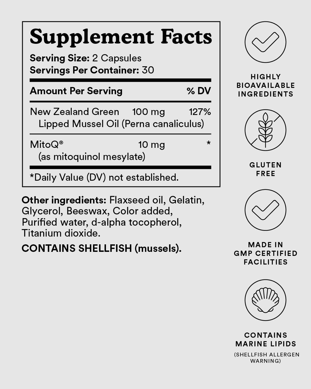 MitoQ +Joint Advanced CoQ10 Antioxidant Supplement - Contains Mitoquinol Mesylate & Green Lipped Mussel Omega Oil Extract - Supports Healthy Joint, Mobility and Cell Vitality (60 Softgel Capsules) MitoQ buy supplements canada
