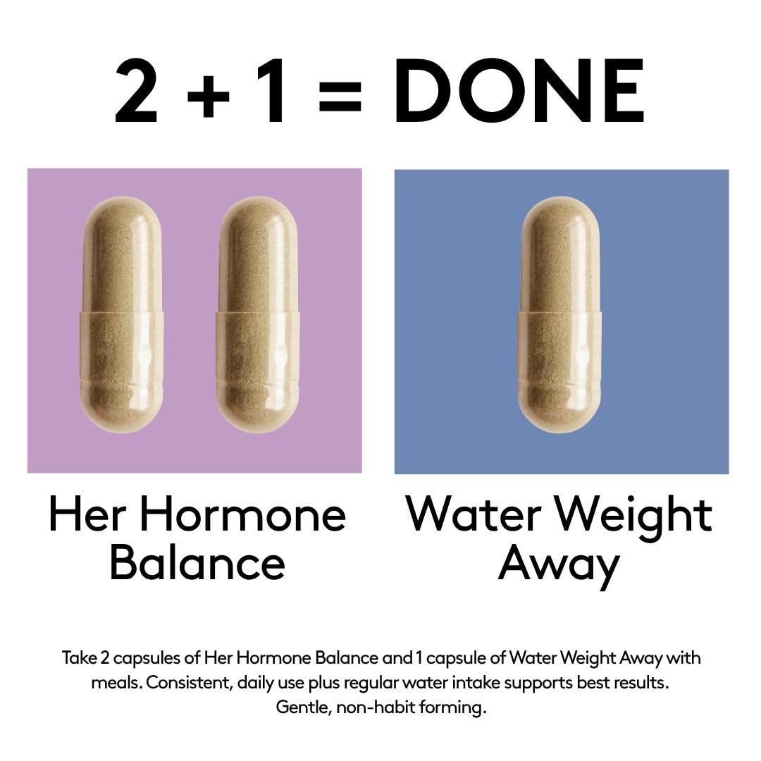 Youth & Tonic PMS & Menopause Bloating Relief Duo – Support for Puffiness, Hormonal Balance & Fluid Retention – Her Hormone Balance + Water Weight Away Natural Herbs for Women, 90 Capsules Youth & Tonic buy supplements canada