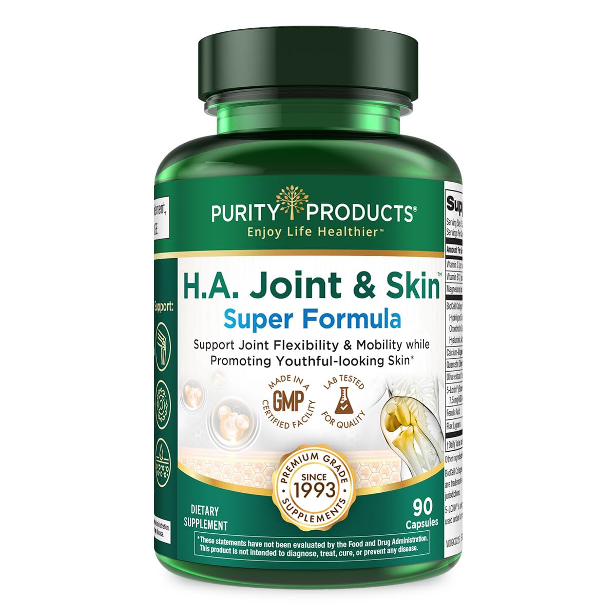 Purity Products H.A. Joint and Skin Super Formula Biocell Collagen w/Hyaluronic Acid Supports Healthy Joint Flexibility, Healthy Synovial Fluid, and Lubrication - 5-Loxin - 90 Capsules (1) Purity Products buy supplements canada