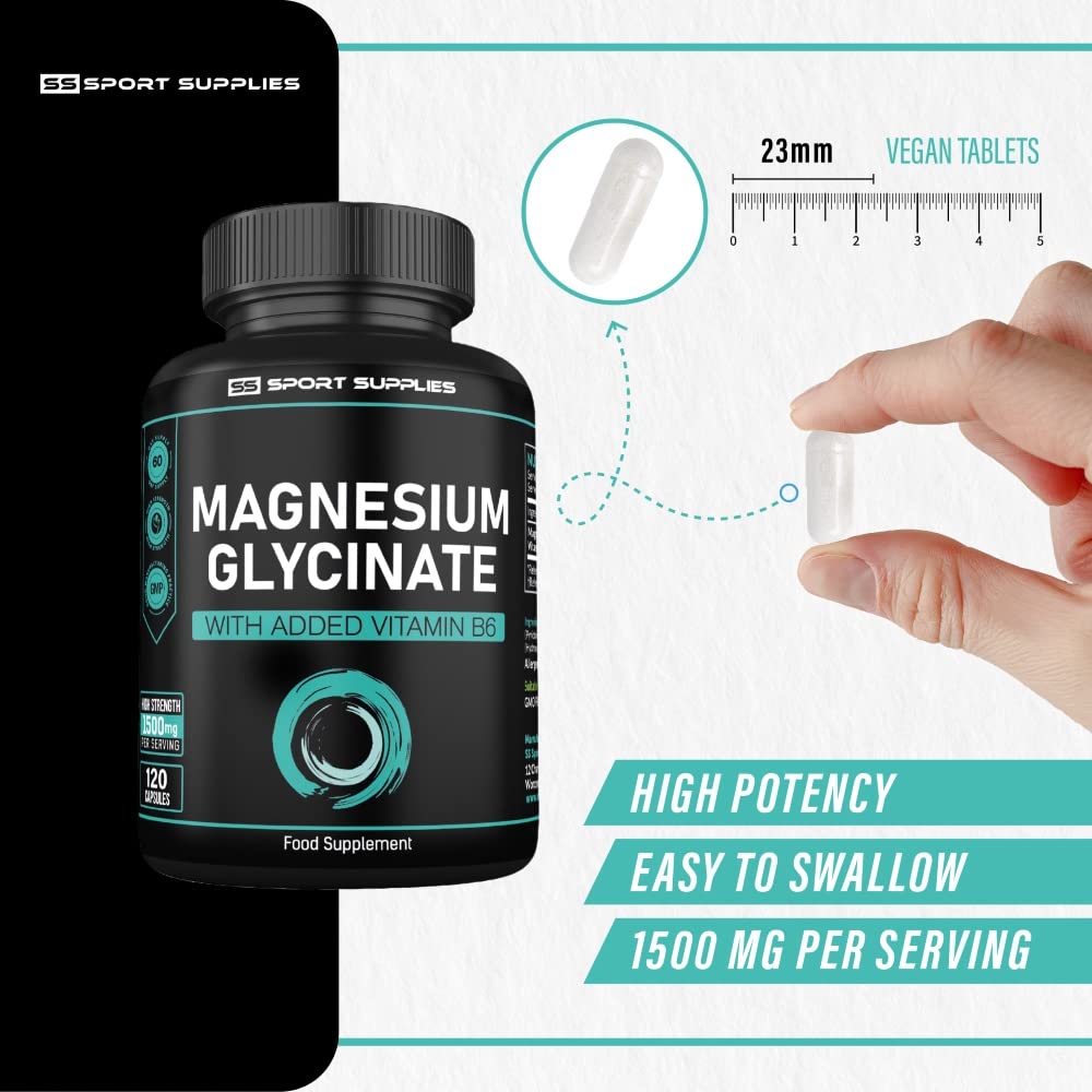 Magnesium Glycinate Supplements & Vitamin B6 - 120 High Strength Capsules SS Sport Supplies buy supplements canada