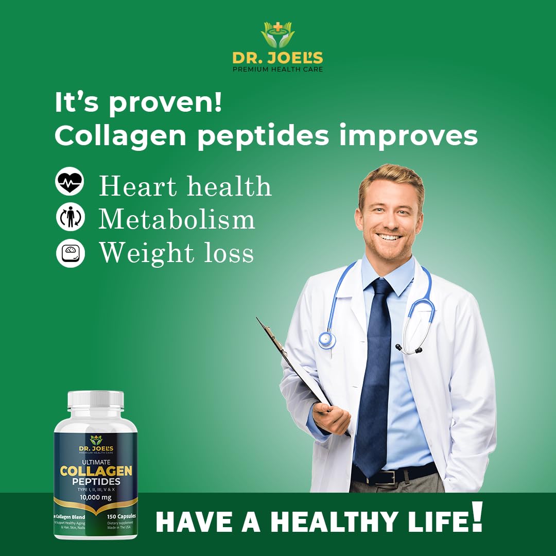 Dr. JOEL'S Multi Collagen Complex for Women and Men - Collagen Peptides Capsules with Biotin - Ultimate Collagen Pills 150 - Type I, II, III, V & X - Made in The USA Dr. JOEL'S buy supplements canada