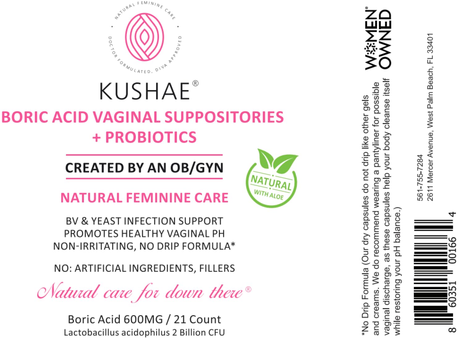 Kushae Boric Acid Suppositories with Applicator, All-Natural Boric Acid Suppositories for Women Kushae buy supplements canada
