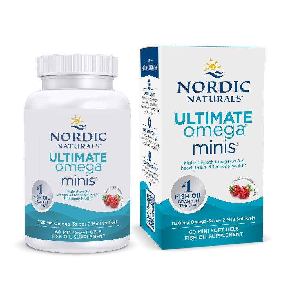 Nordic Naturals Ultimate Omega Minis, Strawberry Flavor - 60 Minis Soft Gels - 1120 mg Omega-3 - High-Potency Fish Oil Supplement - EPA & DHA - Promotes Brain & Heart Health - 30 Servings Nordic Naturals buy supplements canada