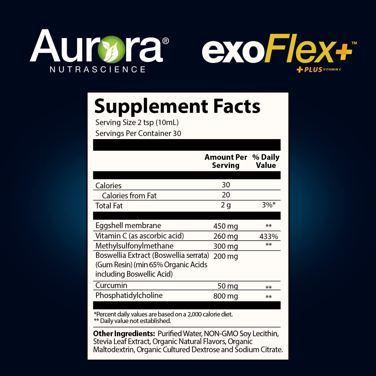 Aurora Nutrascience Micro-Pack Liposomal exoFlex+ with Vitamin C, Supports Joint Flexibility & Function, BiovaFlex Eggshell Membrane, Curcumin & Boswellia, Strwaberry Flavor, 30 Servings, 10 fl oz Vida Lifescience buy supplements canada