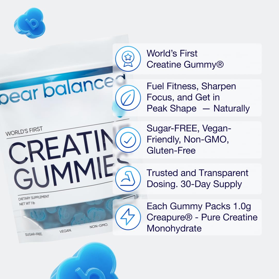 Bear Balanced Creatine Gummies for Men & Women - Creapure® Creatine Monohydrate, L-Theanine, L-Tyrosine & B12 for Muscle Growth, Strength, Focus, Energy & Health Bear Balanced buy supplements canada
