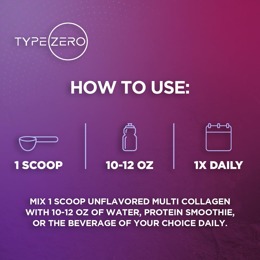 Type Zero Multi Collagen Powder 30 Servings (Unflavored) - Types I, II, III, V, & X Collagen Peptides + Hyaluronic Acid, VIT C, Biotin Type Zero buy supplements canada