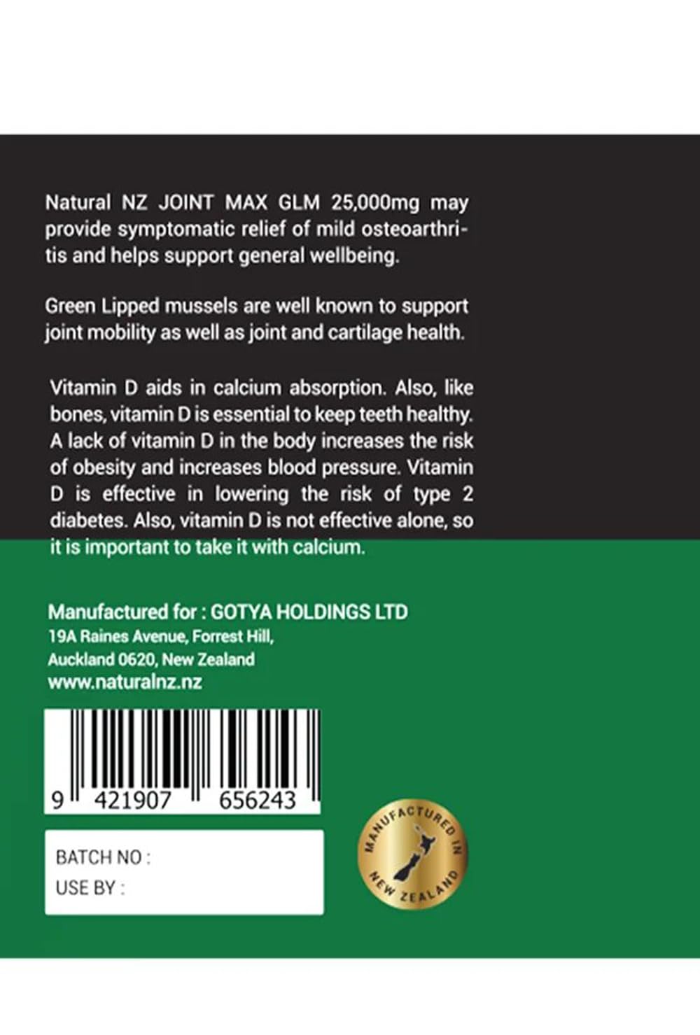 Natural NZ GLM (Green Lipped Mussel) Joint Max 25000 180 Capsuels (1) Natural NZ buy supplements canada