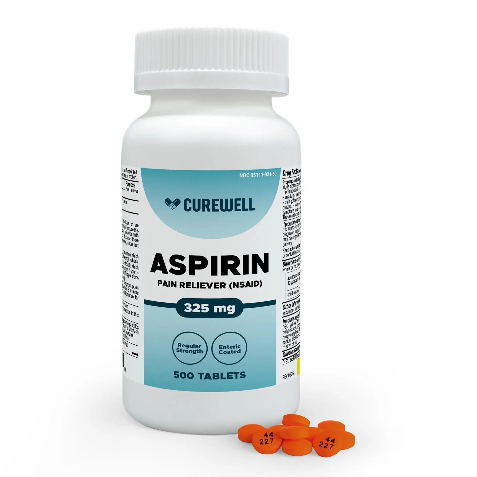 CUREWELL Enteric Coated Aspirin Tablets 325mg (500 Count) NSAID Pain Reliever & Fever Reducer Coated Aspirin for Adults - Regular Strength for Headache Arthritis Menstrual & Muscle Pain CUREWELL buy supplements canada