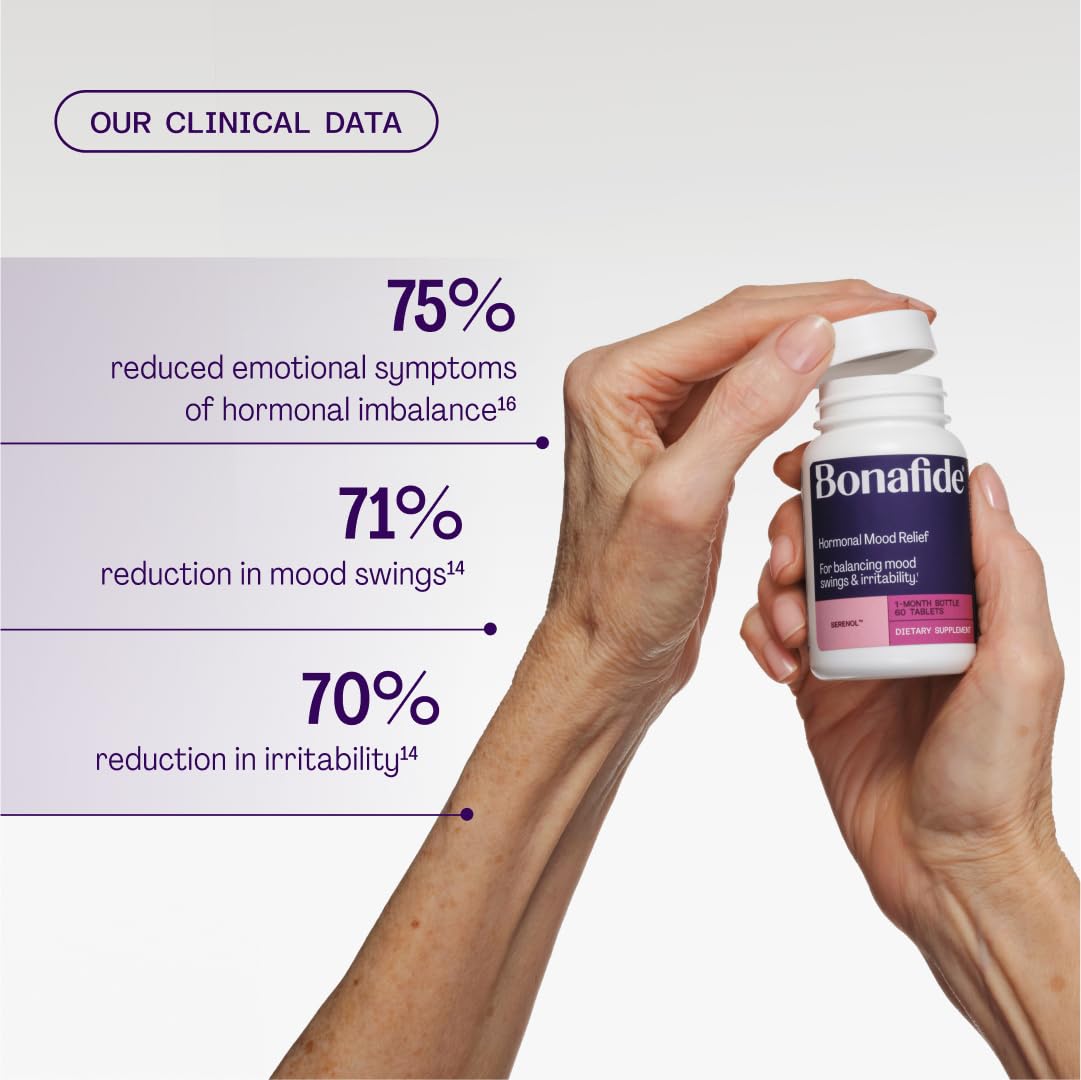 Serenol by Bonafide. Relief from Hormonal Mood Swings, Irritability, & PMS Bloating. — 3-Month Supply (180 Tablets) Bonafide buy supplements canada