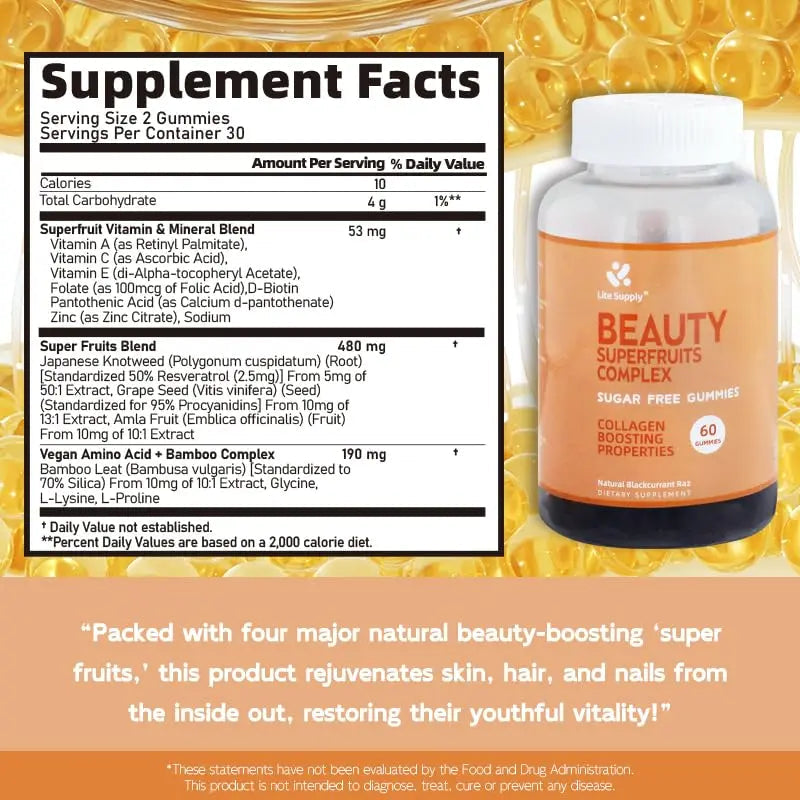 Women's Beauty Superfruits Complex and Multi Vitamin Gummies, 15 Essential Nutrients In One for Beauty Skin Hair Nails Lite Supply buy supplements canada