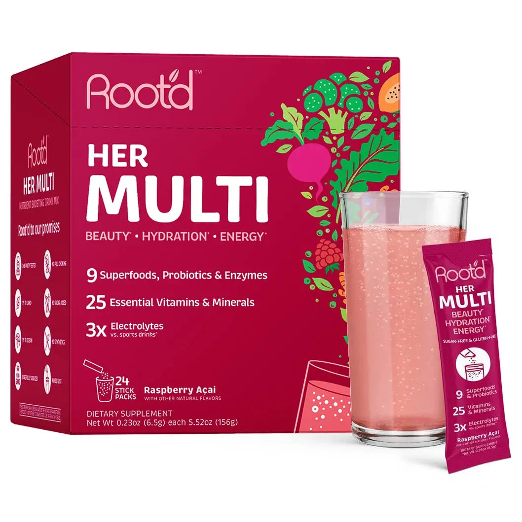 Root'd Multivitamin Powder for Women - 25 Vitamins & Minerals with 3X Electrolytes, 9 Organic Superfoods, Probiotics & Enzymes Root'd buy supplements canada