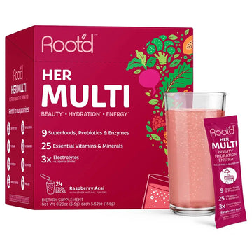 Root'd Multivitamin Powder for Women - 25 Vitamins & Minerals with 3X Electrolytes, 9 Organic Superfoods, Probiotics & Enzymes Root'd buy supplements canada