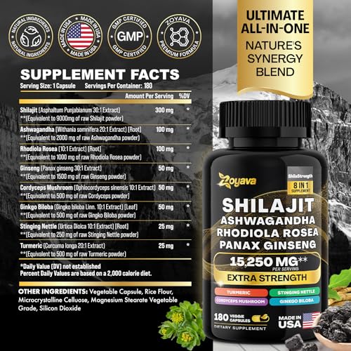 Zoyava Shilajit 9000MG Radiant Health Blend Ashwagandha 2000MG Rhodiola Rosea Zoyava buy supplements canada