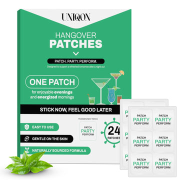 Recovery Patches 24 Pack, 100% Natural Ingredients Party Recovery Patch with Skin-Friendly & Waterproof Design, Strong Adhesive Party Patch for Secure Fit, Enhanced Morning Formula Uniqon buy supplements canada