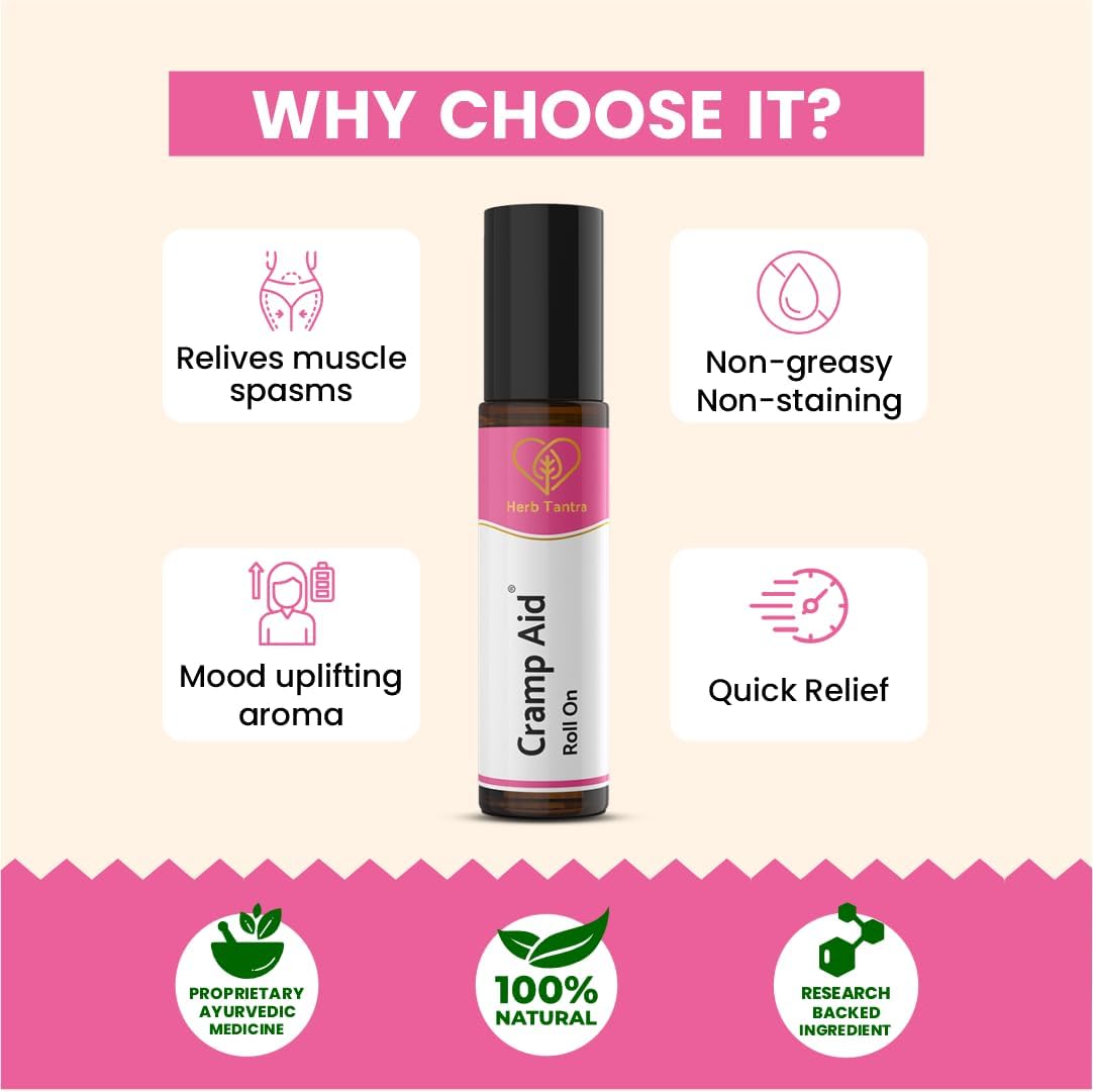 Cramp Aid Roll On for Menstrual Cramps | Instant Period Pain Relief | | Natural & Ayurvedic Alternative to hot Bags | Fits in Pocket Generic buy supplements canada