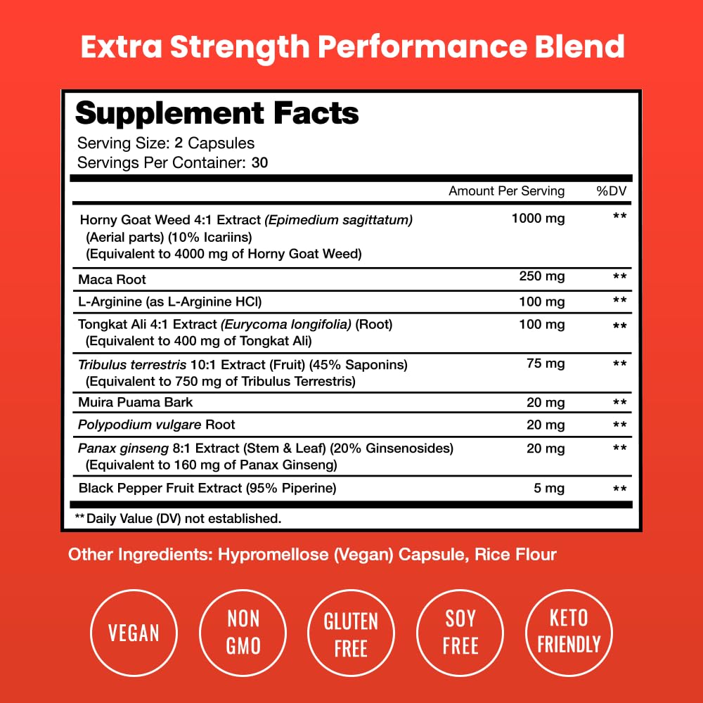 NutraChamps Horny Goat Weed, 1000mg Epimedium Energy Supplement, 10X Strength Icariin, Ginseng, Tribulus & Maca Pills for Women & Men, Enhanced Absorption with Black Pepper, 60 Vegan Capsules NutraChamps buy supplements canada