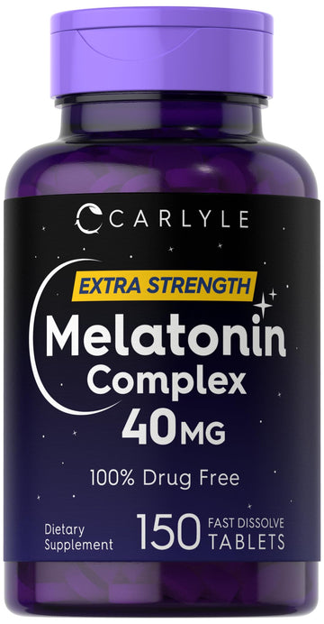 Carlyle Melatonin 40mg Complex | 150 Fast Dissolve Tablets | Extra Strength Support | with Ashwagandha and Chamomile | Vegetarian, Non-GMO, Gluten Free Supplement Carlyle buy supplements canada