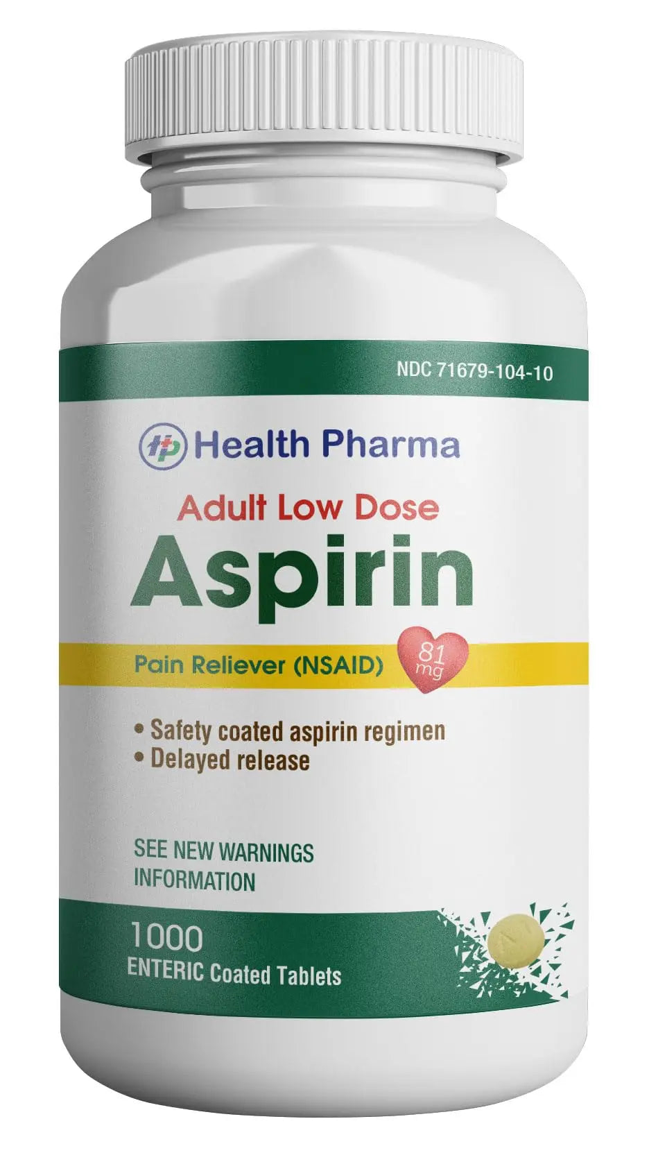 Health Pharma Aspirin 81 mg (1000 Enteric Coated Tablets) | Adult Low Dose Strength Pain Reliever (NSAID) | Safe Pain Relief for Minor Aches and Pain | Value Pack Generic Health Pharma buy supplements canada
