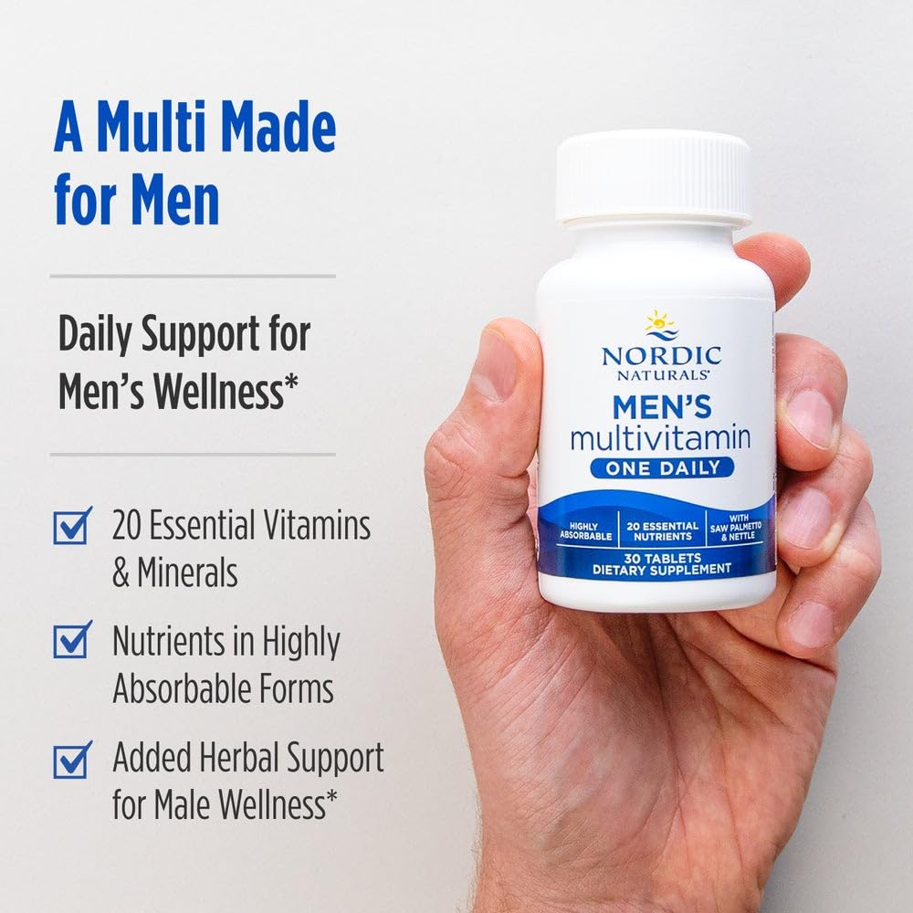 Nordic Naturals Men’s Multivitamin One Daily - Bone, Energy, & Blood-Vessel Support - Immunity Supplement - 20 Essential Nutrients - 30 Tablets - 30 Servings Nordic Naturals buy supplements canada