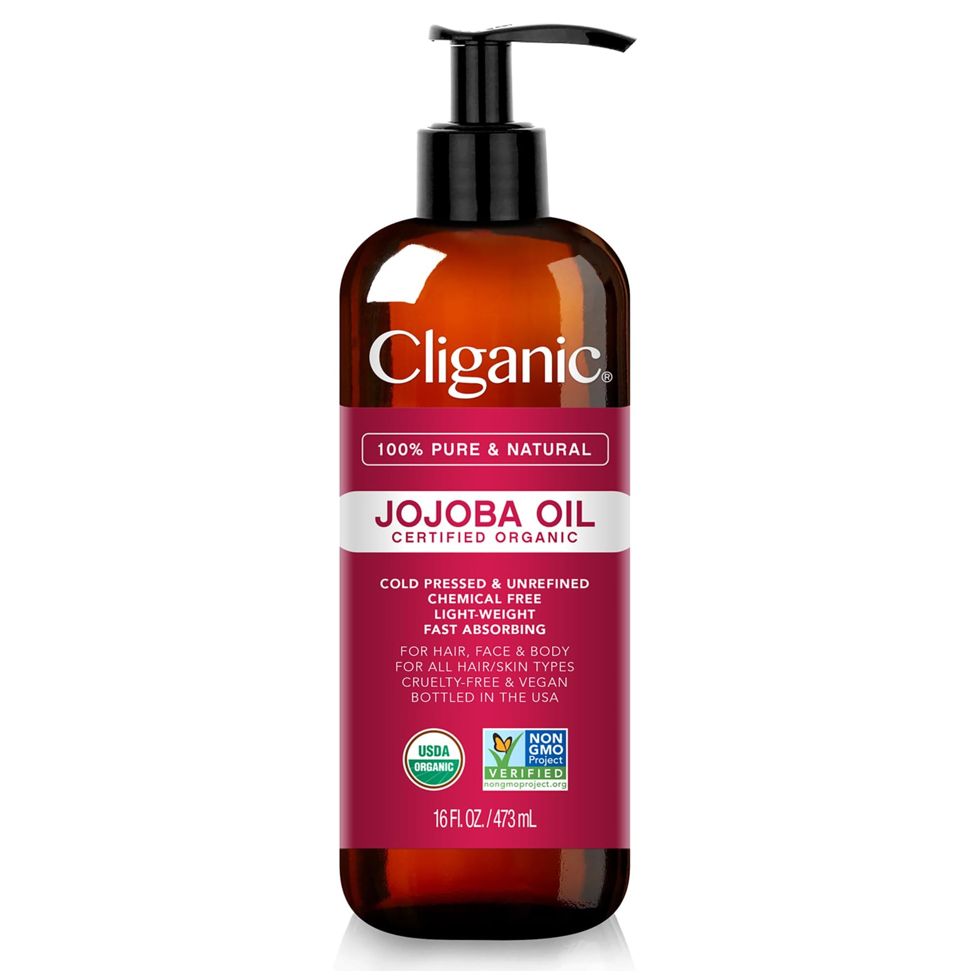 Cliganic USDA Organic Jojoba Oil 16oz with Pump, 100% Pure | Bulk, Moisturizing Oil Cliganic buy supplements canada